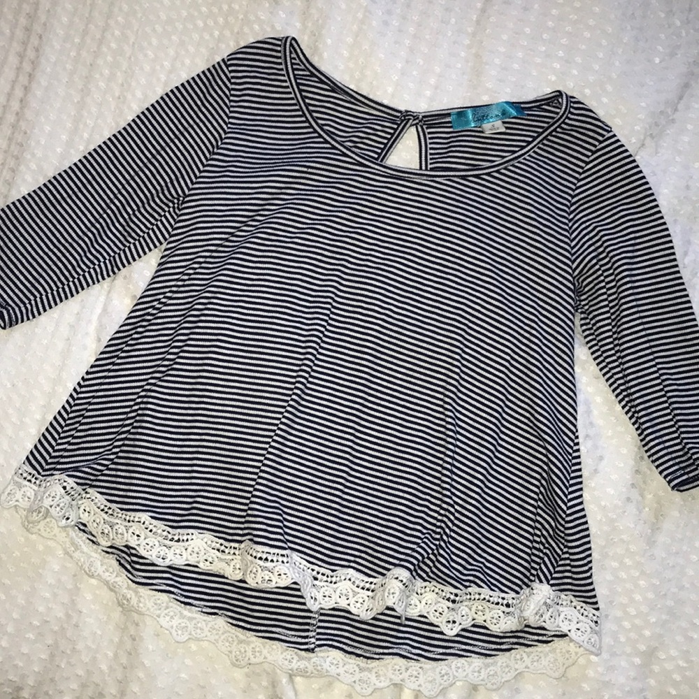 Blue and White Striped Blouse